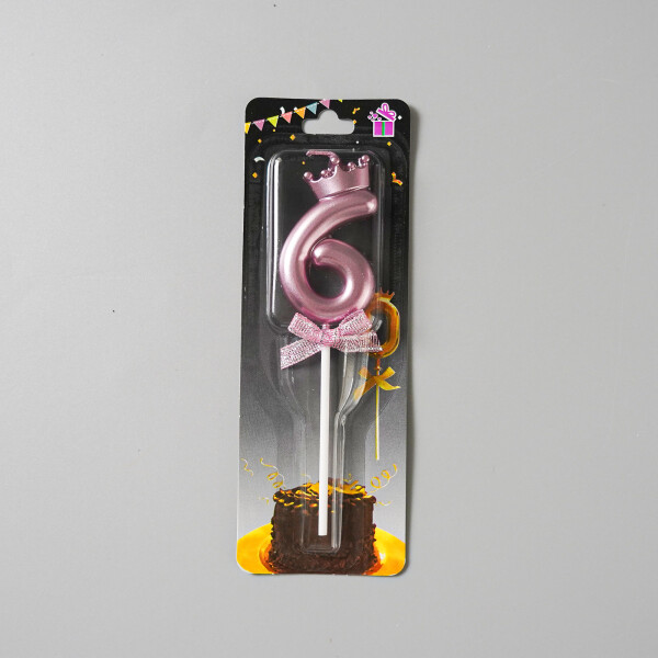 Dortová svíčka s "korunkou" ružovo-zlatá č.6