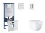 GROHE - Rapid SLX Set předstěnové instalace, klozetu, sedátka SoftClose a tlačítka Skate Cosmopolitan, Triple Vortex, Moon White SANI11BB3107