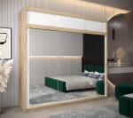 Šatní skříň Abi T3 s nástavcem Barva korpusu: Černá, Rozměry: 150 cm, Dveře: Černá