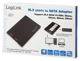 LogiLink AD0019 černá / Adaptér M.2 - SATA / Pro M.2 SSD 2230-2280mm / 100,4x70x7 mm (AD0019)