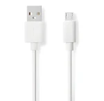 Nedis USB 2.0 kabel bílá / Kabel USB / USB-A - Micro-B / 480 Mbps / 2 m (CCGB60500WT20)
