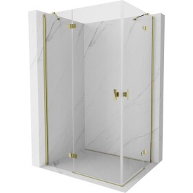 MEXEN/S - Mist H Duo sprchový kout dveře křídlové 85 x 80, transparent, zlato 8A5-085L-080P-50-00
