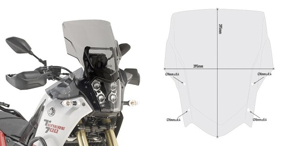 D2145S plexi kouřové Yamaha XT 700 Z Ténéré (19-24), vxš395x395 mm