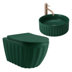 REA - Sada: Závěsná WC mísa + Umyvadlo na desku Duo Matcha Matt KPL-K3002