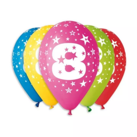 Balónky potisk čísla 8 5 ks v bal. 30 cm
