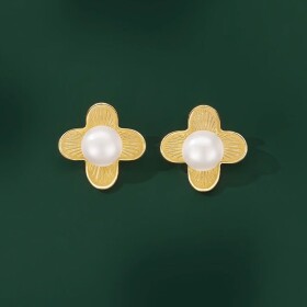 Náušnice s bílou 8 mm perlou Anthea, Zlatá Bílá