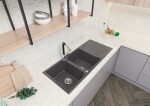DEANTE - Andante alabaster - Granitový dřez, 2 - bowl s odkapávačem ZQN_A213