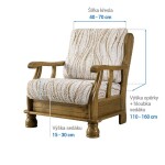 Bielastické potahy UNIVERSO NOVÉ žíhané béžové křeslo s dřevěnými rukojeťmi (š. 40 - 70 cm)