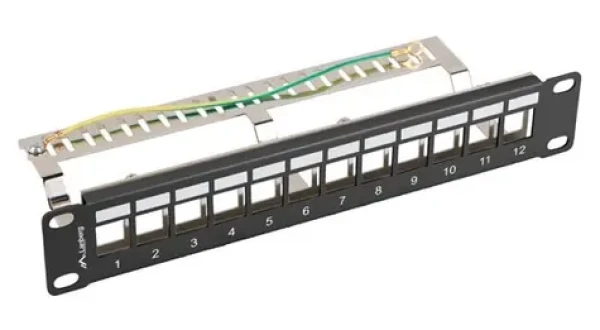 Lanberg Patch panel pro Keystone černý / Patch panel / 12 portů / FTP / 1U / 10" / neosazený (PPKS-9212-B)
