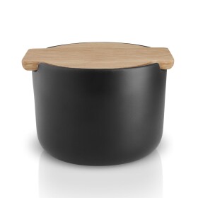 Eva Solo Kameninová dóza na sůl Black / Oak 400 ml, černá barva, keramika