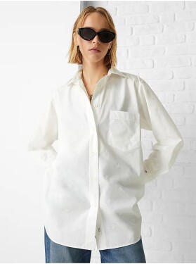 Bílá dámská oversize košile výšivkou Tommy Hilfiger Dámské