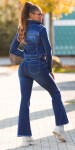 Sexy tmavý denim použitý vzhled flarred Jeans denimblue