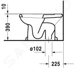 DURAVIT - 1930 Stojící WC kombi mísa, svislý odpad, WonderGliss, bílá 02270100001