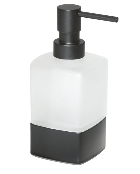 Gedy - LOUNGE dávkovač mýdla na postavení, 280 ml, mléčné sklo, černá mat 545514
