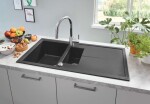 GROHE - Dřezy Kompozitní dřez K400 s automatickým odtokem, 100x50 cm, granitová černá 31642AP0