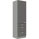 Vysoká potravinová skříňka 60 DKS-210 3S 1F - Premium box Barva korpusu: Šedá, Barva dvířek: Krémový lesk (Karmen)