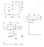 GEBERIT - Smyle Umyvadlo 700x480 mm, s přepadem, otvor pro baterii, bílá 500.248.01.1