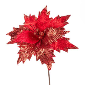 Květ POINSETTIA třpytivá 45 cm, červená