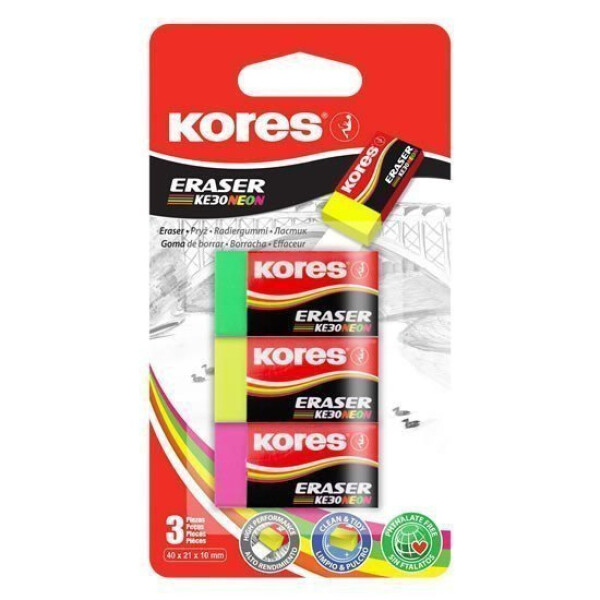 Kores Pryž KE30 NEON barevný mix 40 x21 x 10 mm 3 ks