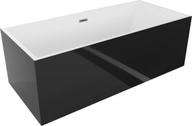MEXEN/S - Vigo volně stojící vana 178,5 x 80 cm, bílá/černá, sifon a přepad grafit metal 51251788075-95