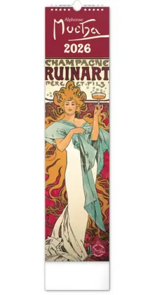 NOTIQUE Nástěnný kalendář Alfons Mucha 2026 / 12 x 48 cm (PGN-35756-L)