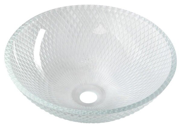 SAPHO - PUKETA skleněné gravírované umyvadlo na desku Ø 42cm, čirá TY165