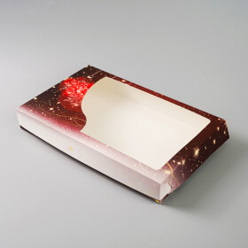 Cake star vanoční krabice "vanoční koule" červená velká s laminací 36x22x5cm