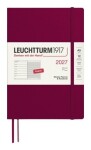 Týdenní plánovač & Zápisník Port Red, Medium A5 2027, Softcover, anglicky