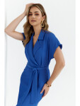 Košilové šaty s páskem S363 modré - Stylove L