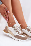 Kožené Polobotky Sneakers Dámské Artiker 56C1738 Bežovo-Zlaté 41