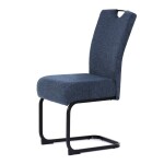 Židle jídelní, taštičkové pružiny v sedáku, modrá látka, černý kov