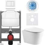 CERANO Kompletní WC set Basic/Carlito - bílá lesklá - WC tlačítko Maxio/Bílá - ovládání shora - předstěnová instalace - 48,5x36,5 cm