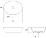 CERSANIT - Umyvadlo na desku LARGA ELLIPSE antracitová mat 50X38 K677-014