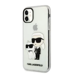 Pouzdro Karl Lagerfeld IML Glitter Karl and Choupette NFT iPhone 11 čiré