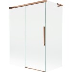 MEXEN/S - Rox L vanová zástěna 2-křídlová posuvná 120 + 70 x 150, transparent, růžové zlato 8C9L-120-070-60-00