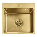 REA - Ocelový dřez Leo 40 BRUSH GOLD s kuchyňskou baterií KPL-96001