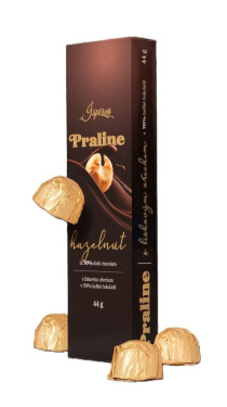 ISPIRITI PRALINE s lískovým ořechem v 70% hořké čokoládě 44g