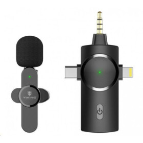 Viking bezdrátový mikrofon s klipem M360, konektor USB-C / Lightning / 3,5 mm jack EDF_614116