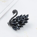 Exkluzivní brož Swarovski Elements Sabrina - černá labuť, Černá