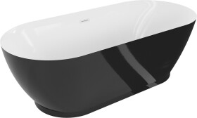 MEXEN/S - Roxy volně stojící vana 180 x 85, bílá/černá, sifon a přepad bílá 51201808575-20