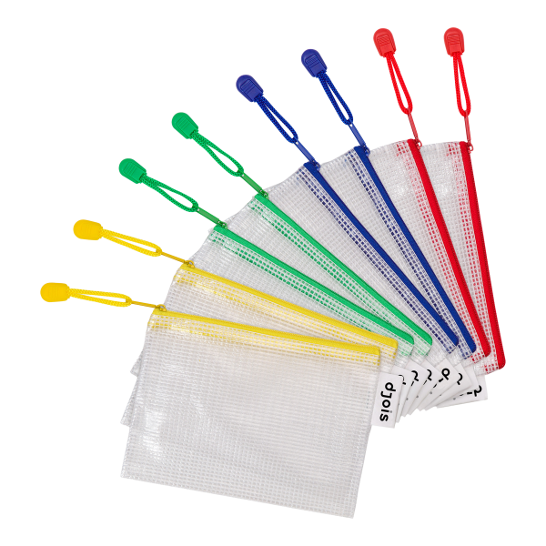 Djois obálka se zipem, A6, PVC síťovina, mix barev, 8 ks