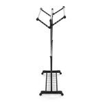 Stojan na šaty s výklopnými rameny, černá barva, kov / plast, chrom