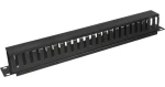 DATACOM 19" vyvazovací panel 1U jednostranná plastová lišta černá / Vyvazovací panel / vnitřní rozměr 48x36 mm (7501)