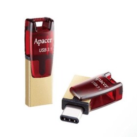 Apacer AH180 64GB OTG červená / USB flash disk / USB 3.0 (3.1 Gen 1) + USB-C / s otočnou krytkou (AP64GAH180R-1)