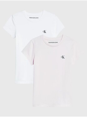 Sada dvou holčičích triček růžové bílé barvě Calvin Klein Jea Holky