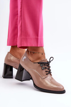 Béžové dámské patentované boty na vysokém podpatku Nelione 39