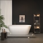 Erga Rhea, volně stojící vana 170x80 cm + odtoková zátka, bílá lesklá, ERG-RHEA-170080-WH-WH