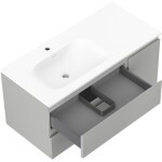 MEXEN/S - Orio koupelnová skříňka 100 cm s umyvadlem Vela levá, 2S, 1D, šedá mat/bílá mat 91A13-10047-3-BBFFF62-W23L01