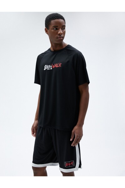 Koton Oversized Sports Shorts with Elastic Waist Basketball Print.