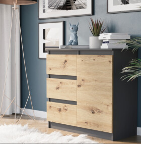 DumDekorace Komoda R-80-S3 se zásuvkami 80 cm - různé barevné varianty antracit mix artisan